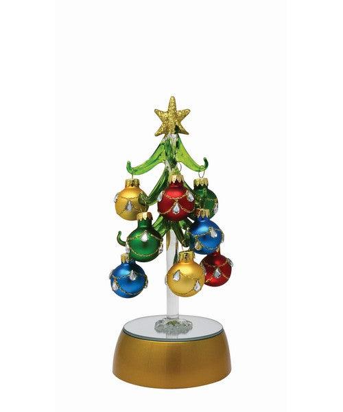 6" Light Up Tree with 12 Multi - Jeweled Color Ornaments Gift Box