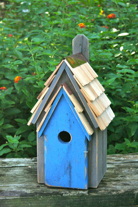 Heartwood Bluebird Manor Bird House - Grey/Blue Door