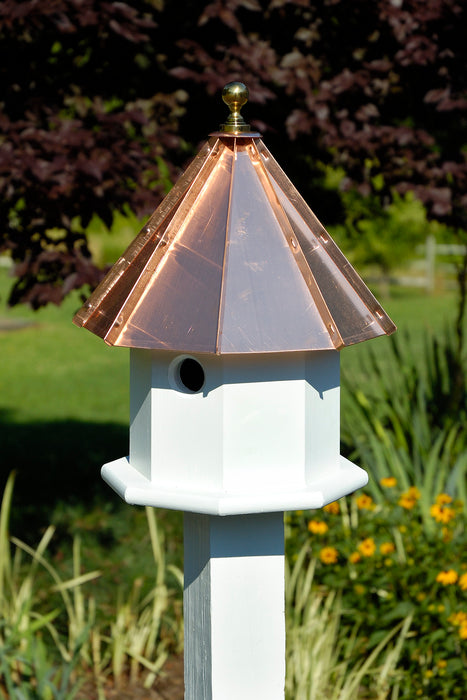 Heartwood Oct-Avian Bird House - White with Bright copper roof