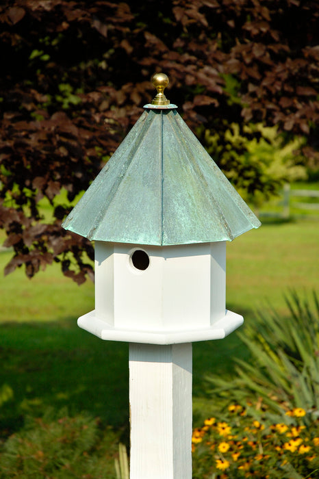 Heartwood Oct-Avian Bird House - White with Verdi Copper Roof