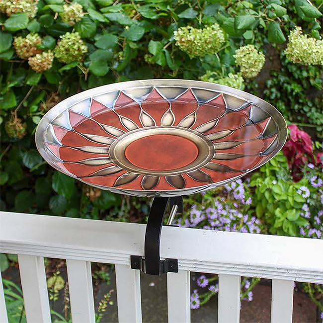 Achla Designs Red African Daisy Birdbath- Over Rail Bracket