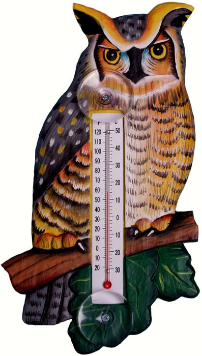 Bobbo from Songbird Essentials Great Horned Owl Small Window Thermometer