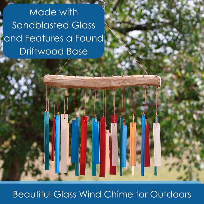 Gift Essentials Blue Handworks Line - Retro Driftwood Glass Chime