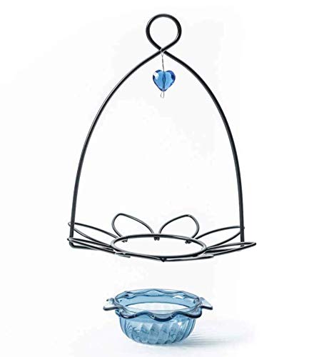 Birds Choice Bluebird Flower Decorative Blue and Black Bird Feeder