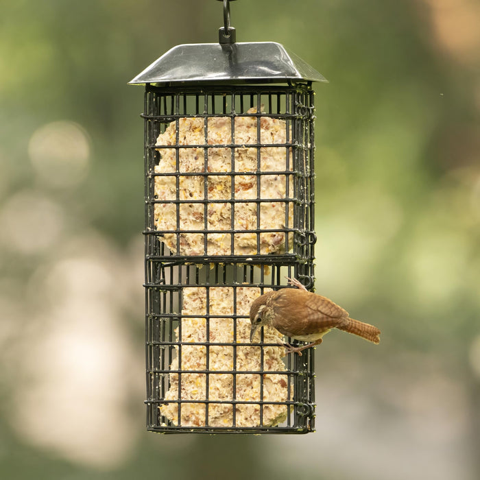 METAL SUET CAGE BIRD FEEDER W/ ROOF