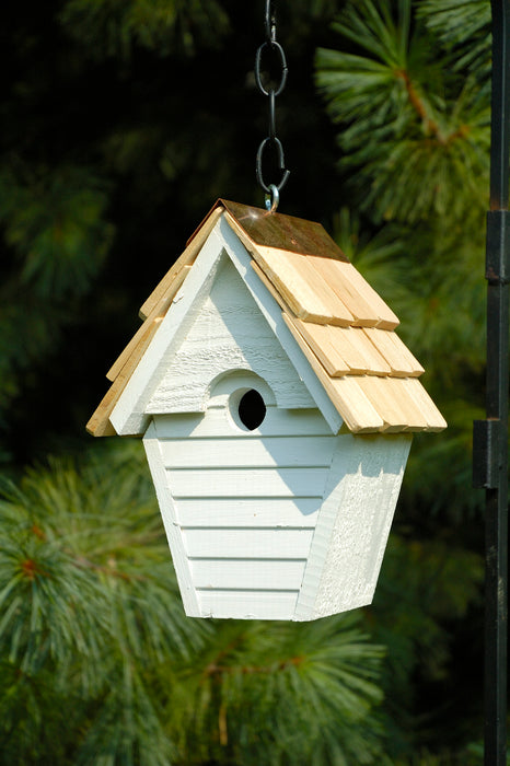 Heartwood Wren-in-the-wind Bird House - Whitewashed