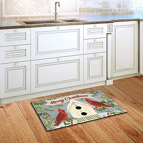Christmas Cardinal Bird House Doormat