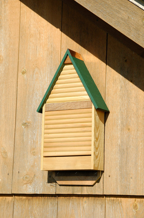 Heartwood Bat Lodge Bat House - Natural Cypress with Green Roof