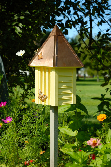 Heartwood Flutterbye Butterfly House - Yellow with Solid Copper Roof