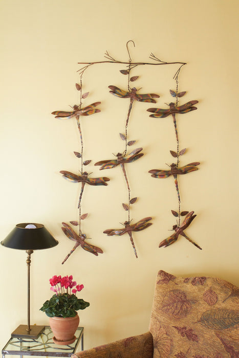 Dragonfly Triple Strand Hanging Flamed Copper