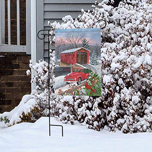 Winter Covered Bridge Garden Flag