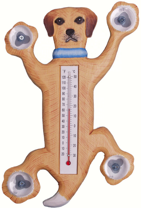 Bobbo from Songbird Essentials Climbing Yellow Lab Small Window Thermometer