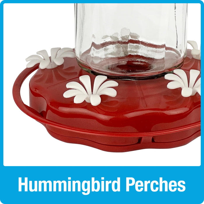 SCARLET SWIRL GLASS HUMMINGBIRD FEEDER