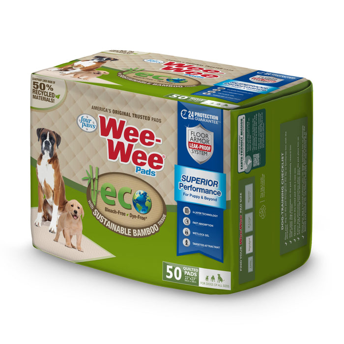 Four Paws Wee-Wee Superior Performance Eco Bamboo Dog Pee Pads, 100 Count