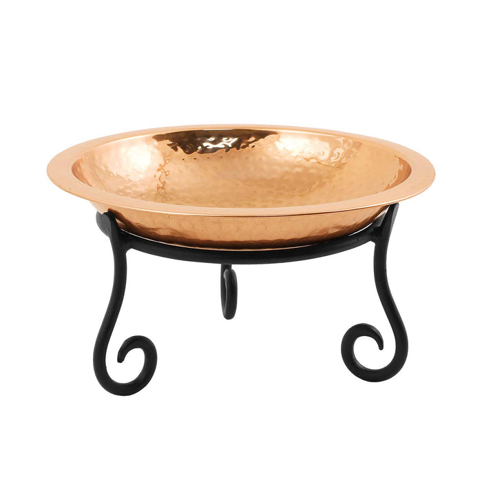 Achla Designs Hammered Copper Birdbath w/ Rim- Short Stand