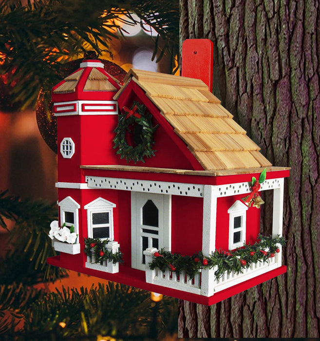 Yuletide Cottage Birdhouse - Red