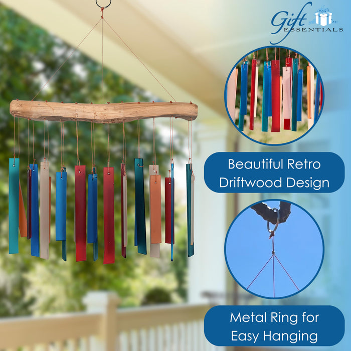 Gift Essentials Blue Handworks Line - Retro Driftwood Glass Chime