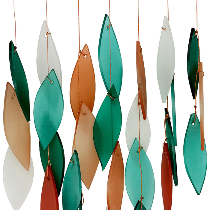 Gift Essentials Blue Handworks Line - Coral and Teal Waterfall Glass Chime