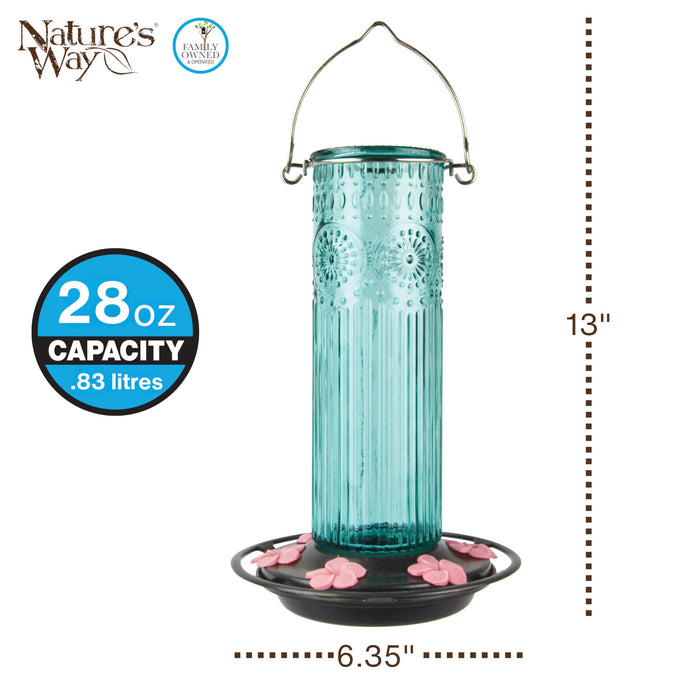 ANTIQUE GLASS GRAVITY HUMMINGBIRD FEEDER