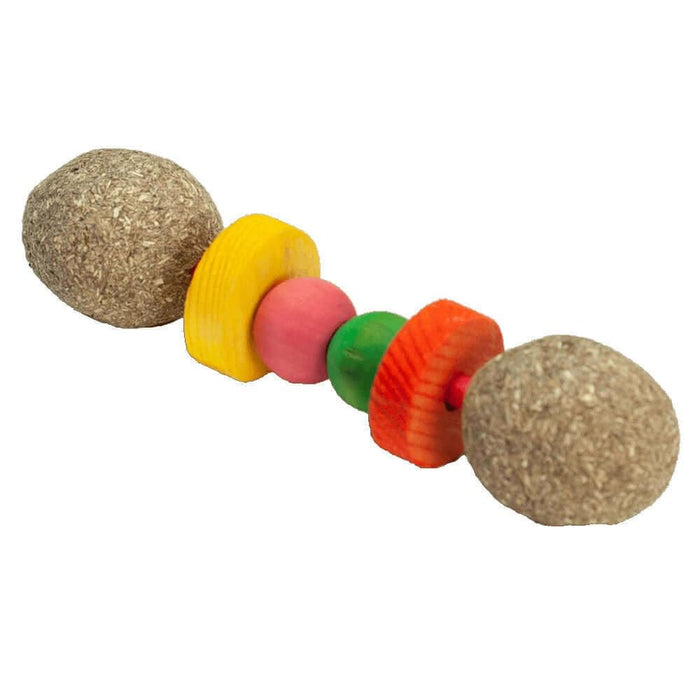 NIBBLES TIMOTHY HAY DUMBBELL W/WOODEN BLOCKS CHEW