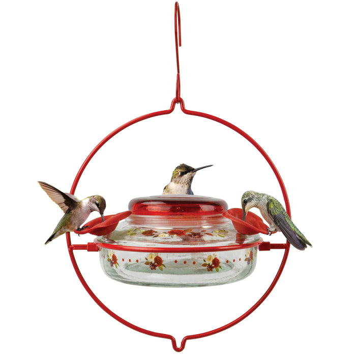 Nature's Way Bird Products Decorative Glass Top-Fill Hummingbird Feeder - Crimson Corsage (DTHF1)