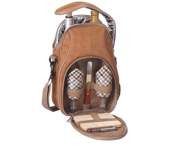 Brava Wine-Cheese Tote - Camel Micro Suede
