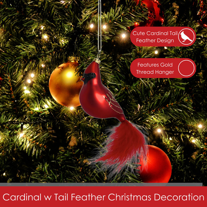 Cobane Studio  Cardinal with Feather Tail Ornament