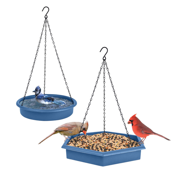 ECOCYCLE COMBO CAFE 2-N-1 BIRD FEEDER & BIRD BATH