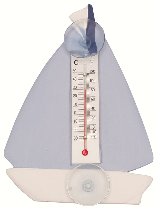 Bobbo from Songbird Essentials Blue & White Sailboat Small Window Thermometer