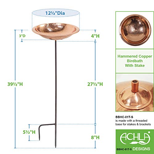 Achla Designs Hammered Copper Bowl w/ Rim- Stake