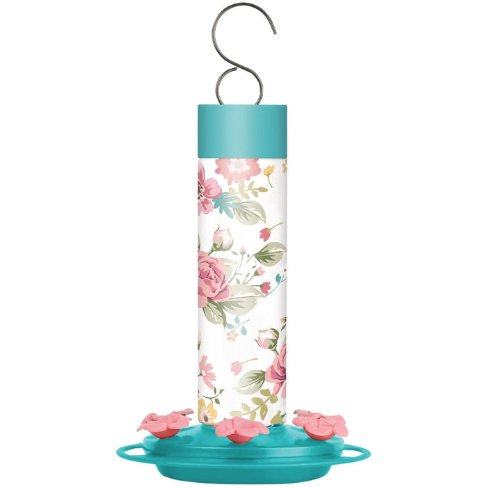 Charming Peony Decorative Glass Hummingbird Feeder