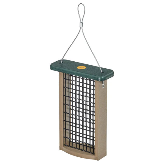Birds Choice Suet Feeder for Two Cakes in Taupe and Green Recycled Plastic