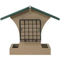 Birds Choice 7 Qt Large Hopper Bird Feeder with Suet Cages in Taupe and Green Recycled Plastic