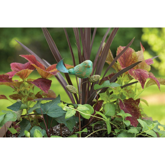 Ceramic Bird Plant Pick Teal