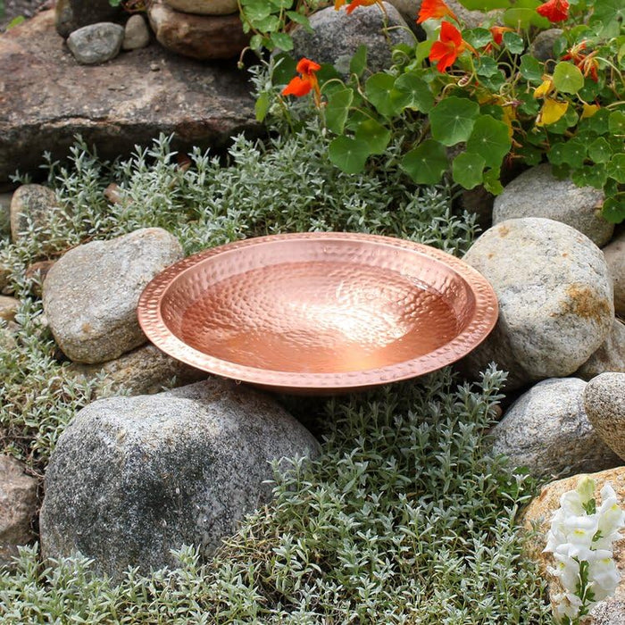 Achla Designs Hammered Solid Copper Birdbath Bowl, Non-threaded