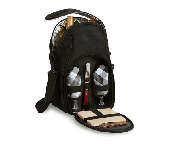 Brava Wine-Cheese Tote - Black Micro Suede