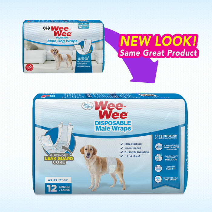 WEE-WEE MALE DOG WRAPS W/WETNESS INDICATOR