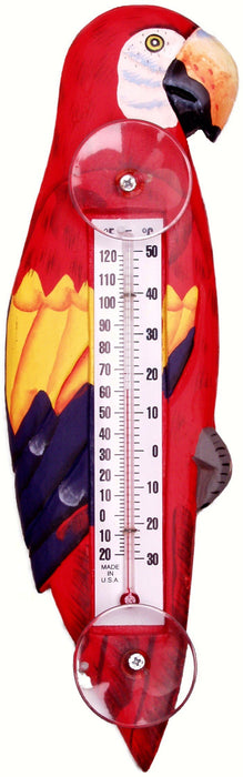Bobbo from Songbird Essentials Red Parrot Small Window Thermometer
