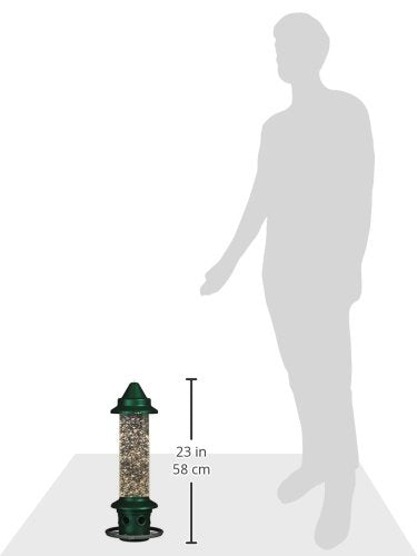 Brome Squirrel Buster Plus Squirrel-proof Bird Feeder w/Cardinal Ring and 6 Feeding Ports, 5.1-pound Seed Capacity, Adjustable, Pole-mountable (POLE ADAPTOR SOLD SEPARATELY), Green
