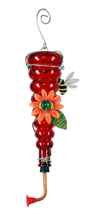 Sunset Vista Designs  Whispering Wings Bees Hummingbird Feeder with Red Bottle