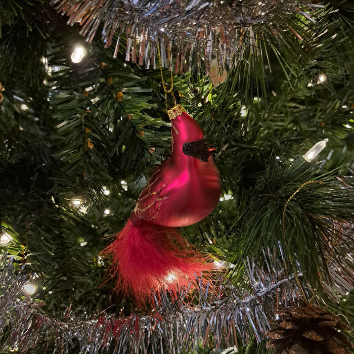 Cobane Studio  Cardinal with Feather Tail Ornament