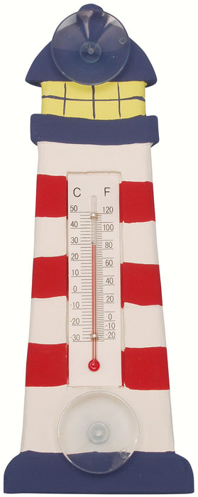 Bobbo from Songbird Essentials Red & White Striped Lighthouse Small Window Thermometer