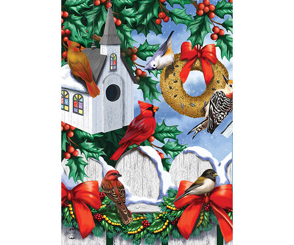 Christmas Bird House Garden Flag