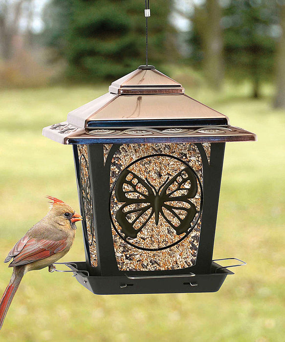 AUDUBON HOPPER STYLE WILD BIRD FEEDER W/BUTTERFLY DESIGN