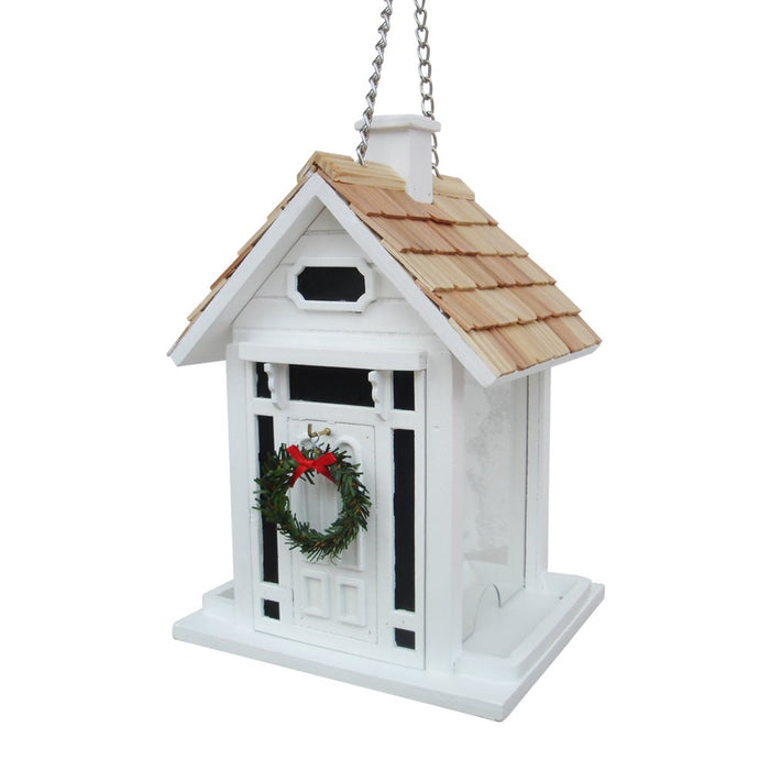Christmas Cottage Birdfeeder - White