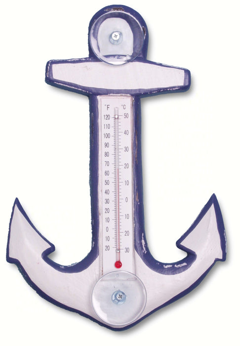 Bobbo from Songbird Essentials White & Blue Anchor Small Window Thermometer