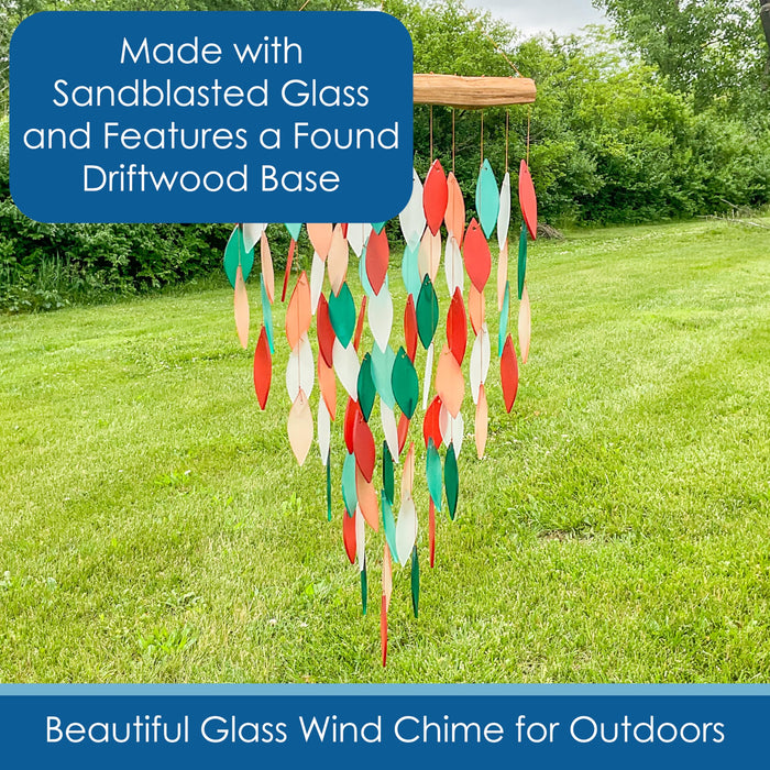 Gift Essentials Blue Handworks Line - Deluxe Coral and Teal Waterfall Glass Chime