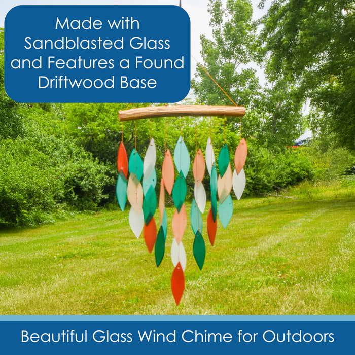 Gift Essentials Blue Handworks Line - Coral and Teal Waterfall Glass Chime