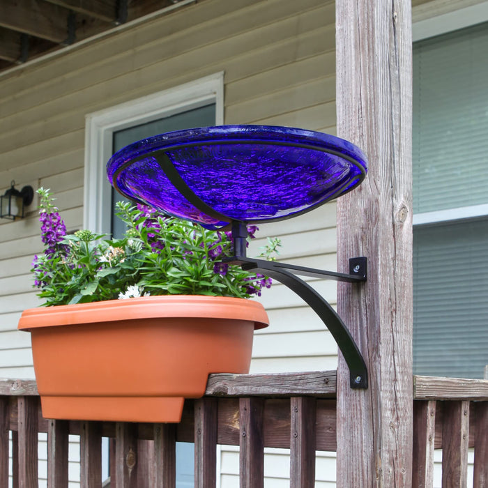 Achla Designs 14" Cobalt Blue Crackle Birdbath- Wall Mount Bracket