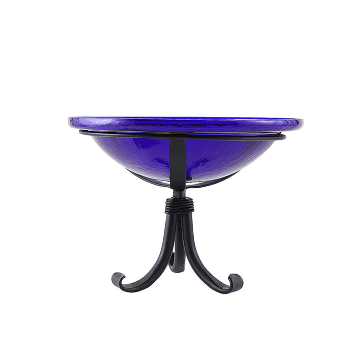 Achla Designs 12" Cobalt Blue Crackle Birdbath- Tripod Stand